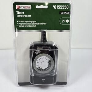 PRIME Outdoor Timer #0155550 24-Hour Repeating Cycle Manual Override Switch